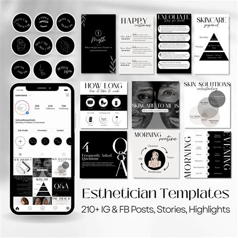 210 Esthetician Skincare Template Bundle | Skincare Social Media Posts ...