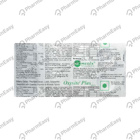 Buy Oxysite Plus Strip Of 10 Tablets Online & Save Up to 24% at PharmEasy