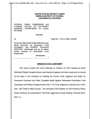 Fillable Online ftc Order of Civil Contempt Against Defendant Robert ...