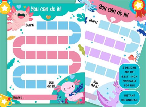 Buy Printable Axolotl Reward Chart, Ajolote Behavior Chart, Girl/boy ...