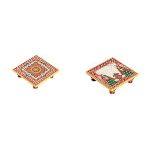 Handicrafts Paradise Intricate Floral Painted Marble Chowki (10.2 cm x ...