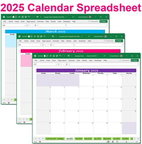 Calendar Template Excel 2025 Free