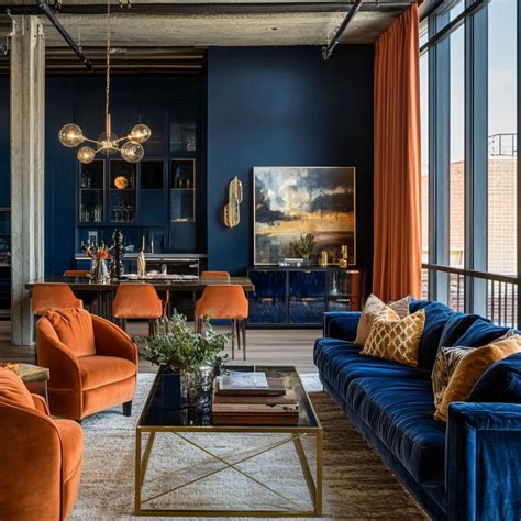 Burnt Orange And Navy Blue Living Room 29 Blue Couch Living Room Ideas