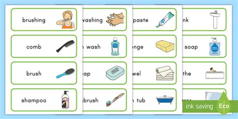 Keeping Clean Word Cards - personal hygiene