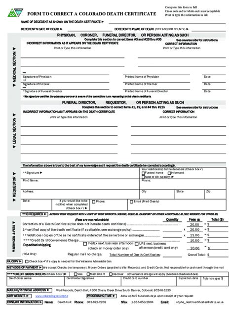 2018-2026 CO Form to Correct a Colorado Death Certificate Fill Online ...