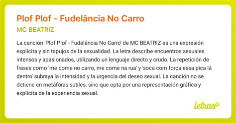Significado de la canción Plof Plof - Fudelância No Carro (MC BEATRIZ ...
