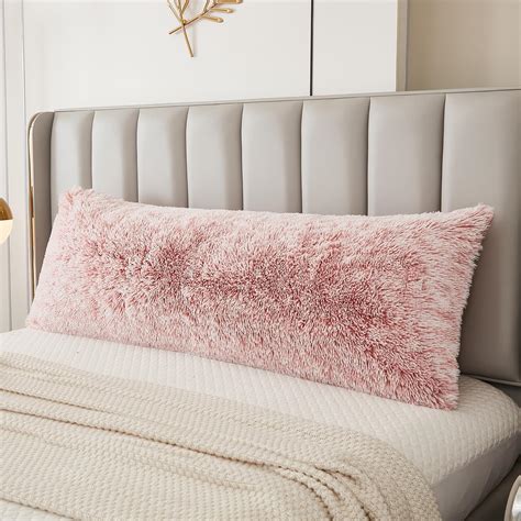 Amazon.com: Blush Pink Plush Body Pillow Case Fluffy Shaggy Faux Fur ...
