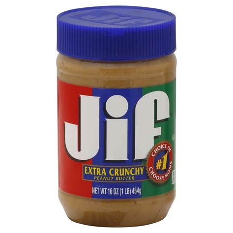 Jif Peanut Butter Extra Crunchy, #1 Choice of Choosy Moms, 16 oz (1 lb ...