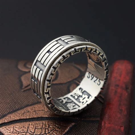 Silver Men Gold Spinner Ring