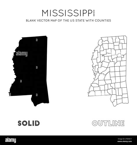 Mississippi State Map With Counties Blank 20+ Mississippi State Stock