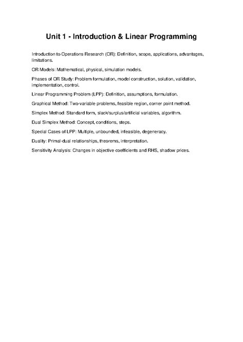 Unit 1 - Introduction & Linear Programming - Unit 1 - Introduction ...