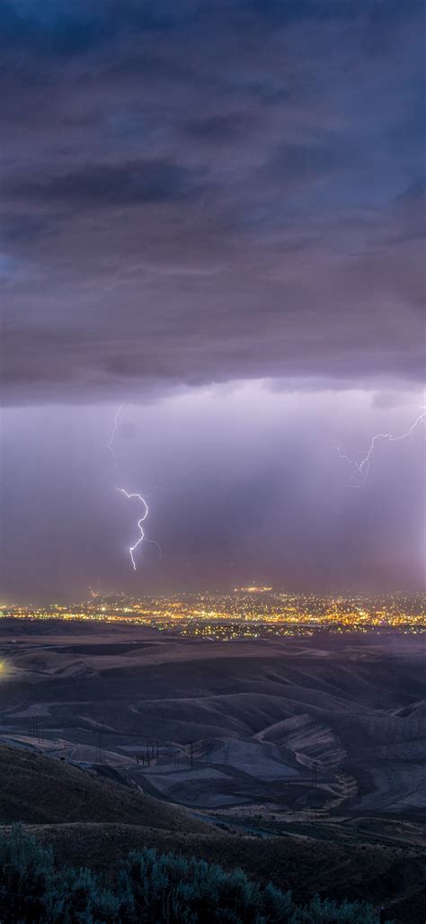 Download wallpaper mountains, clouds, lightning, beauty, valley, bad weather, Lightning ...