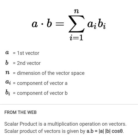 The formula for scalar product is - Brainly.in