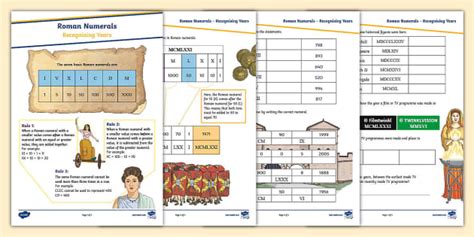 👉 Roman Numerals Recgonising Years Activity Sheet