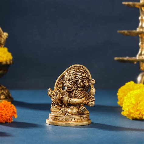 Brass Sitting Panchmukhi Hanuman Idol (3.5 Inch) – Vedansh Craft