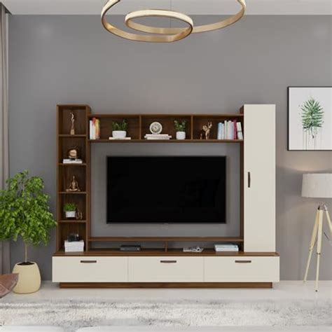 BLUEWUD Anatdol Engineering Wood Floor Standing TV Entertainment Unit ...