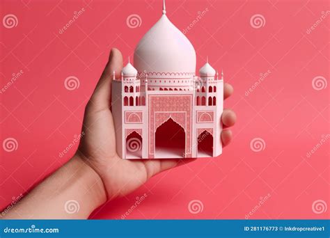 A Person Holding a Traditional Islamic Religious Mosque Building Made ...
