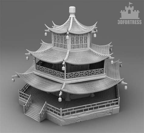 Hexagonal China House 3d Model - Etsy
