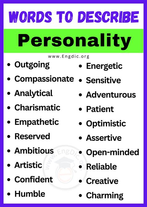 20+ Best Adjectives for Personality, Words to Describe a Personality - EngDic