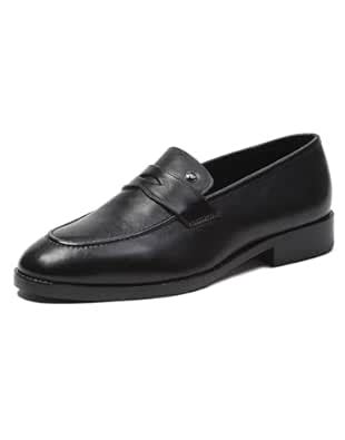 Buy Monte Carlo Mens Black Solid Slip on Genuine Leather Penny Loafers ...