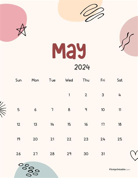 Cute Aesthetic Printable 2024 Monthly Calendar
