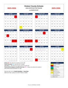 Onslow County School Calendar 25-26 [PDF] - EduCounty