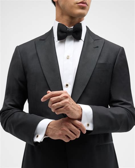 Jan Leslie Men's 18K Rose Gold Mother Of Pearl and Diamond Tuxedo Studs ...