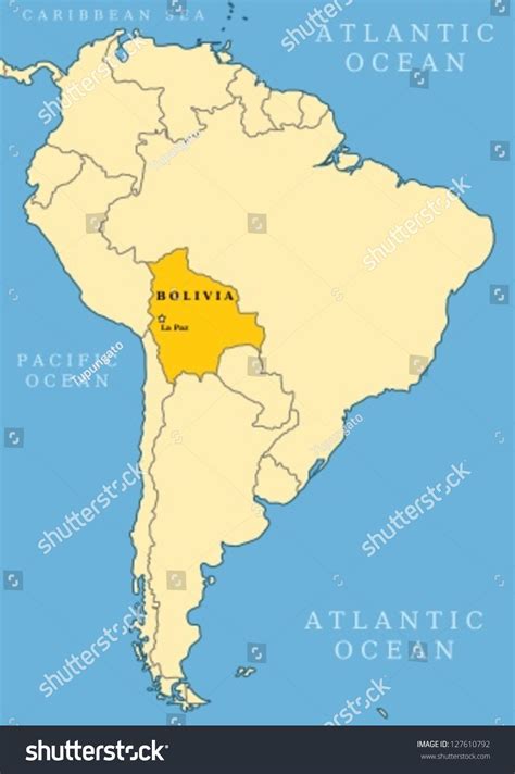 Bolivia Locator Map - Country And Capital City La Paz. Map Of South ...
