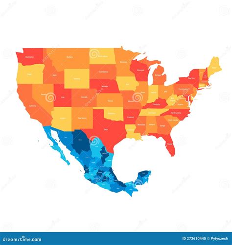 United States and Mexico Political Map Stock Illustration ...