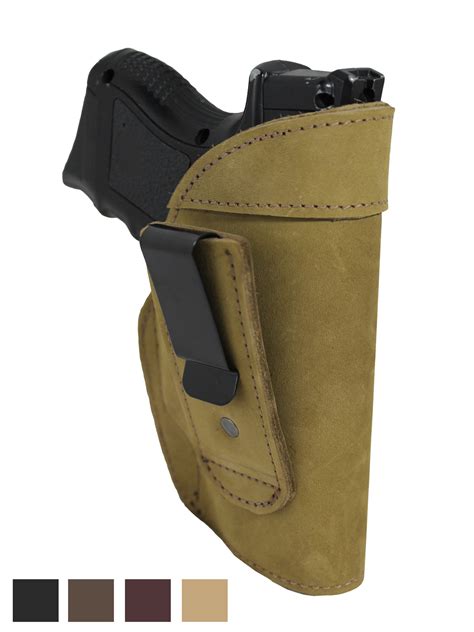 Brown Leather Tuckable Holster for Compact Sub-Compact 9mm 40 45 Pistols with LASER - Barsony ...