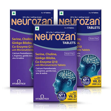 Neurozan Multivitamin Tablets with Ginkgo Biloba, Serine, Choline ...