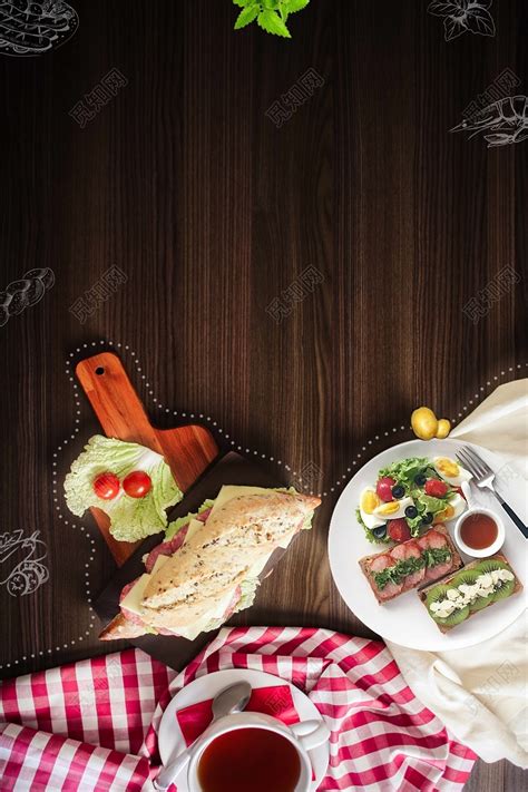 时尚简约食物木板餐饮餐厅美食宣传海报背景免费下载 - 觅知网