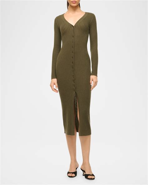STAUD Shoko Ribbed Cashmere Sweater Dress | Neiman Marcus