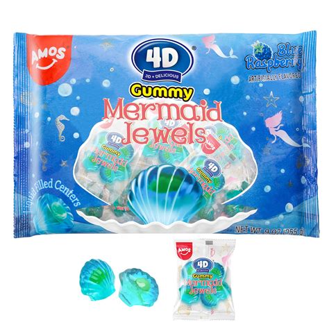 Amos 4d Mermaid Gummy Candy Blue Raspberry Flavor Christmas Candy ...