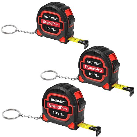 HAUTMEC 3M(10ft) Keychain Tape Measure,3 Pack Small Metric and Inches ...