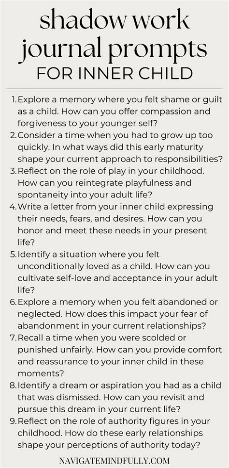 Inner Child Shadow Work Journal Prompts | Journal prompts, Shadow work ...
