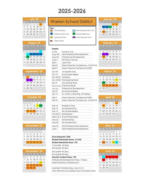 Warren School District ar Calendar 25-26 Revised [pdf] - EduCounty