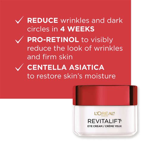 L’Oréal Paris Revitalift Eye Cream with Retinol & Centella, Reduces ...