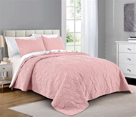 Quilt Set Twin Size Baby Pink - Oversized Bedspread - Extra Soft ...