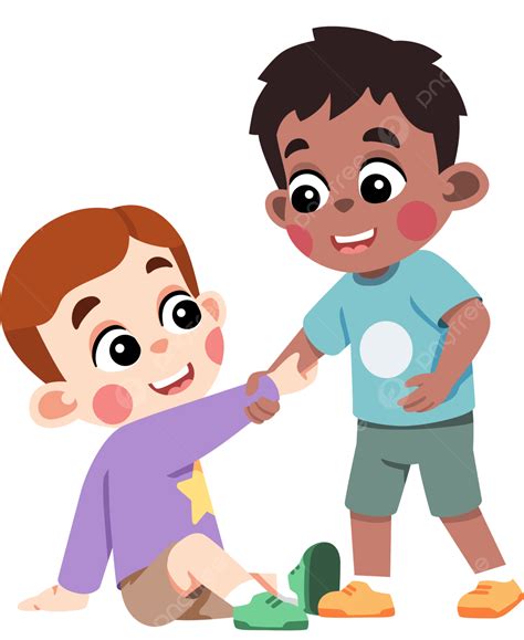 Kid Helping Friend To Get Up Anak Membantu Teman Bangkit Bangun, Kid ...