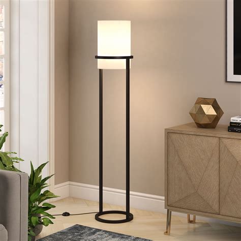 Evelyn&Zoe Casimir Contemporary Metal Torchiere Floor Lamp, Black ...