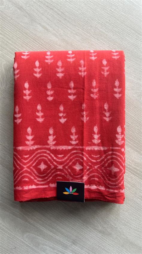 Hand Block Printed Fine Mul Cotton Saree -25295-25296 – FABK