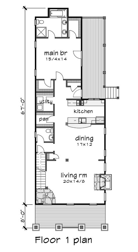 House Plan 76605 - Narrow Lot Style with 2163 Sq Ft, 4 Bed, 2 Bat ...