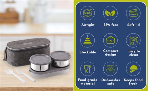 Buy Magnus Feast 3 Stainless Steel Lunch Box Set | Leakproof Tiffin ...