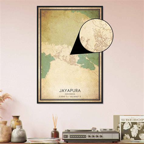 Vintage Jayapura Indonesia Map Poster, Jayapura City Road Wall Art Print - Custom Maps & Posters