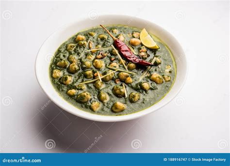 Chickpea Spinach Curry or Palak Chole Sabzi, Indian Food Stock Image ...