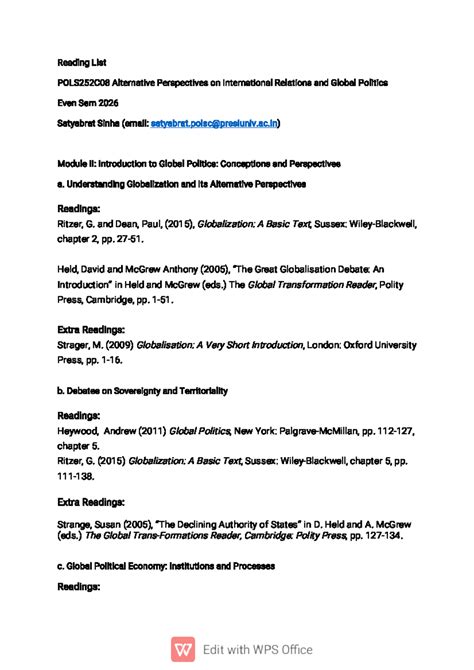 POLS252C08 Reading List: Alternative Perspectives on Global Politics ...