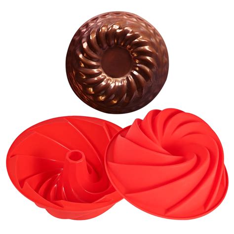 Armscye 2 Pack 9.5 Inch Round Silicone Bundt Cake Pans, Nonstick, BPA ...
