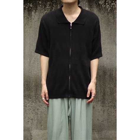 【OTSU】1990's short length zip up design knit shirt -10220- | cv