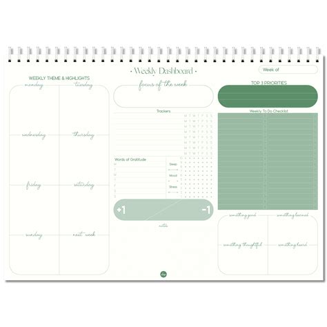 Weekly Dashboard Notepad - Viridian Green - NEW PREMIUM VERSION – The ...